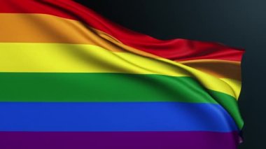 LGBT Gurur bayrağı. Eşcinsel hakları. Cinsiyet eşitliği. Çeşitlilik toleransı. Gökkuşağı 6-şeritli June Parade kutlamasının sembolü. Dalgalı pamuk dokusuyla gerçekçi 3D animasyon.