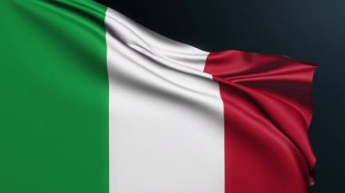 İtalya bayrağı. Roma işareti. Avrupa ülkesi. İtalyan ulusal üç renkli vatanseverlik sembolü Cumhuriyet Günü, 2 Haziran. Dalgalı pamuk dokusuyla gerçekçi 3D animasyon.