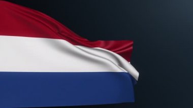 Hollanda bayrağı. Amsterdam işareti. Avrupa ülkesi. Hollanda vatanseverliği, 27 Nisan Krallar Günü kutlamalarının ulusal kimlik sembolü. Sallanan pamuk dokusuyla gerçekçi 3D animasyon.