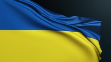 Ukrayna bayrağı. Kyiv işareti. Avrupa ülkesi. Ukrayna Bağımsızlık Günü 'nün resmi ulusal sembolü, 24 Ağustos. Dalgalı pamuk dokusuyla gerçekçi 3D animasyon.