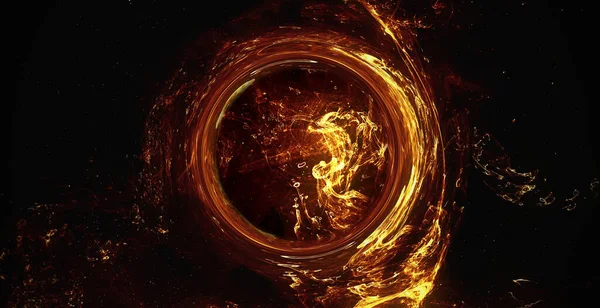 Mürekkep, su patlaması uzay geçidi. Turuncu alevler. Kızıl Sinema 6k kamerasında soyut sanat arkaplan görüntüsü.