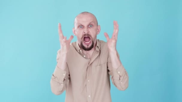Homme Furieux Hystérie Stress Animation Boomerang Expression Haine Émotion Négative — Video