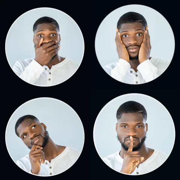 Collage Expresión Facial Retrato Hombre Gente Emoción Conjunto Múltiples Imágenes —  Fotos de Stock