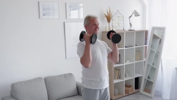 Domácí Tělocvična Ranní Fitness Aktivní Životní Styl Zdraví Šťastný Atletický — Stock video