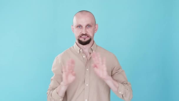 Keine Geste Verweigerungszeichen Bumerang Animation Angebot Ablehnen Ekel Unzufrieden Mann — Stockvideo
