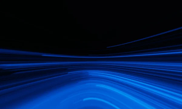 模糊的未来主义光芒 尼昂的抽象背景 科幻照明 暗黑色复制空间上明亮的海军蓝色曲线光斑运动 — 图库照片