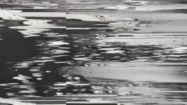 Tekstur Glitch Vhs Suara Statis Distorsi Analog Overlay Hitam Putih — Stok Video