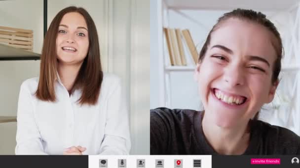 Videohovor Learning Chat Vzdálené Vzdělání Virtuální Konference Screenshot Učitelky Pracující — Stock video