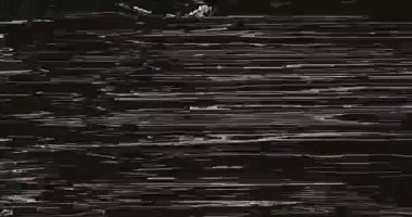 Analog VHS hatası. Gerçek statik gürültü. Hasarlı güvenlik kamerası. Grunge dönüşümü. Siyah ve beyaz bulanık titreşimli koyu soyut arkaplanda gerçek bozulma dokusu.