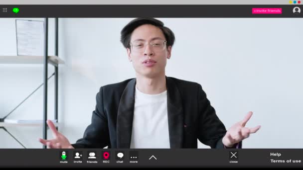 Webinar Online Speaker Menyapa Pemirsa Happy Smart Guy Mengadakan Seminar — Stok Video