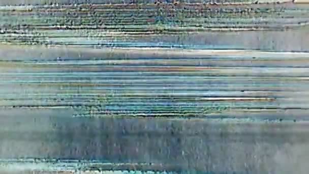 Analoge Storing Vhs Ruis Textuur Overlay Van Signaaluitval Blauw Rood — Stockvideo