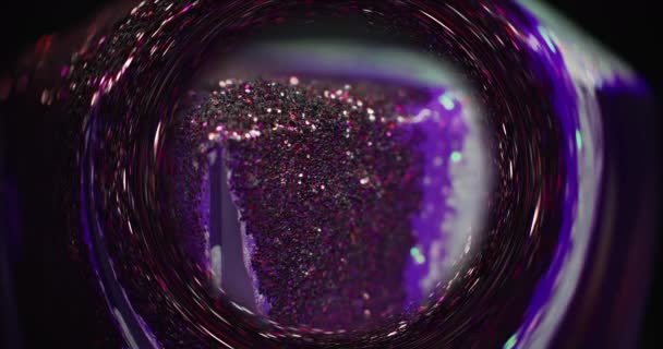 Яскраве Абстрактне Тло Чорне Світіння Коло Бокі Блискучий Пісок Фіолетовий — стокове відео