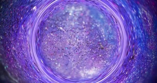 Glitter Vortex Blur Sequin Background Magic Sandglass Iridescent Purple Blue — Stockvideo