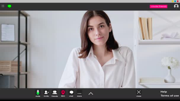 Online Eğitim Zarif Kadın Ekran Modeli Güzel Gülümseyen Bir Bayan — Stok video