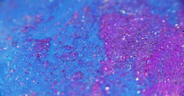 Glitter Ink Flow Paint Water Background Fantasy River Blur Neon — Vídeo de stock