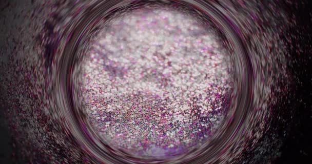Prsten Třpytek Rozmazat Texturu Flitrů Fantazie Vír Růžová Purpurová Stříbrná — Stock video