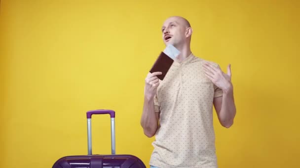 Vacances Vacances Drôle Homme Résultat Réussi Heureux Gars Affecté Utilisant — Video