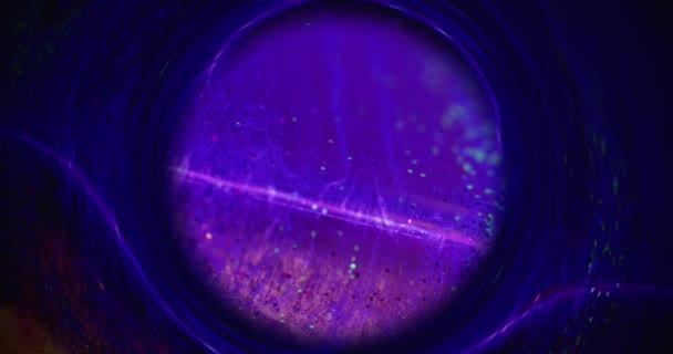 Glitter Ink Flow Blur Neon Bubble Galaxy Portal Defocused Fluorescent — Stockvideo