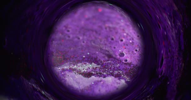 Glitter Fluid Background Bubble Ink Circle Blur Galaxy Vortex Fluorescent — Stock Video