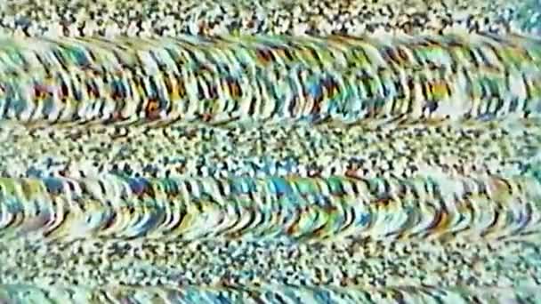 Analoge Ruis Textuur Glitch Kunst Retro Overgangseffect Blauw Oranje Wit — Stockvideo