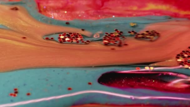 Abstract Painting Acrylic Magic Creative Art Peach Pink Fluid Stream — Vídeos de Stock