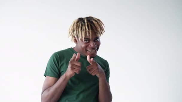 Flirting Gesture Macho Man Meme Expression Smiling Playful Black Guy — Vídeos de Stock