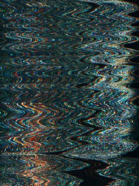 Glitch texture. Static noise. Analog distortion. Blue red color pixel waves artifacts on dark black illustration abstract background.