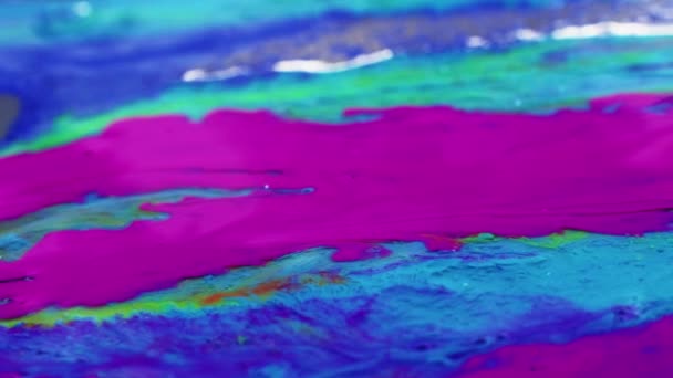 Жидкая Магия Творческий Процесс Выражение Живописи Ярко Розовый Жидкий Поток — стоковое видео