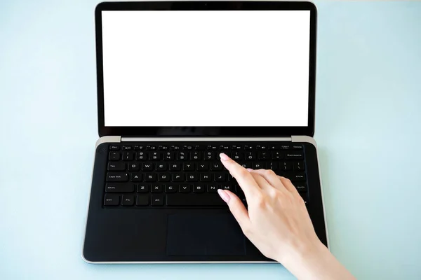 Online Education Digital Technology Advertising Mockup Unrecognizable Woman Typing Laptop — Stockfoto