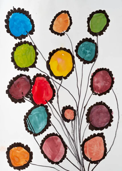 Botanic Illustration Kids Art Creative Inspiration Artistic Work Colorful Leaves — Fotografia de Stock