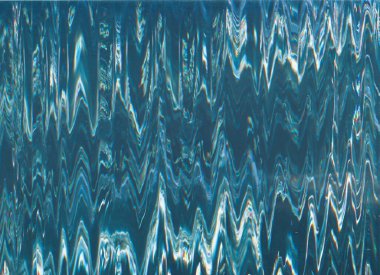 Glitch texture. Distortion noise. Transmission interference. Blue white color glowing fuzzy waves artifacts illustration abstract background.