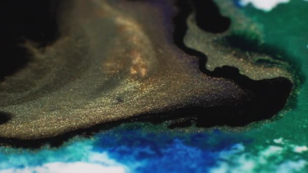 Ink Marble Texture Glitter Fluid Flow Sparkling Paint Mix Blur — Stock video