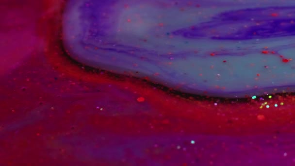 Mixing Colors Fluid Magic Creative Painting Marble Blue Purple Stream — Stock video
