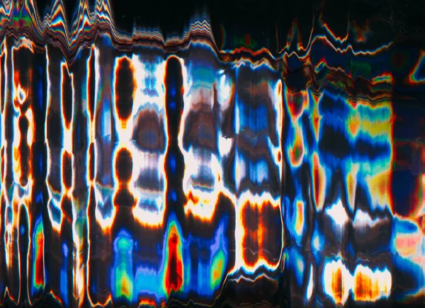 Neon Noise Glitch Art Static Distortion Fluorescent Blue Orange White — Fotografia de Stock