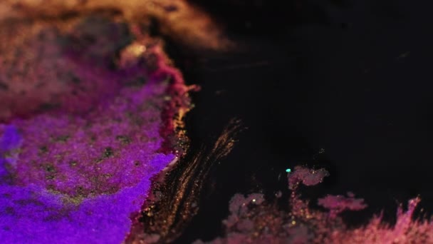 Color Ink Flow Sparkling Paint Wave Glitter Liquid Mix Defocused — Video