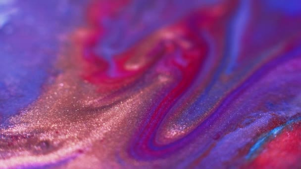 Ink Marble Texture Glitter Fluid Flow Sparkling Paint Mix Blur — ストック動画