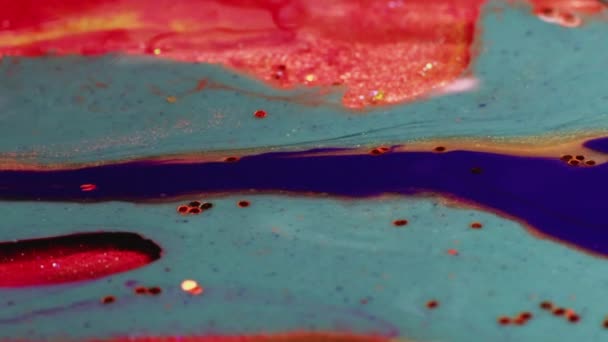 Painting Process Fluid Magic Creative Art Violet Liquid Stream Paint — Stok video