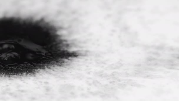 Ink Drop Spatter Stain Paper Texture Transition Effect Defocused Black — ストック動画