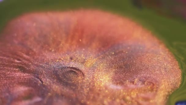Glitter Ink Splash Bokeh Light Floating Sparkles Defocused Coral Orange — Vídeo de stock