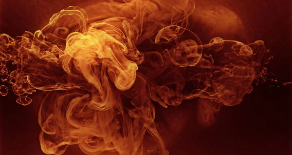 Краска Воде Цветной Дым Огненное Пламя Горячий Огонь Оранжевые Красные — стоковое фото