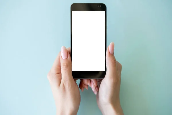 Онлайн Розклад Мобільний Макет Цифрові Технології Жіночі Руки Тримають Смартфон — стокове фото