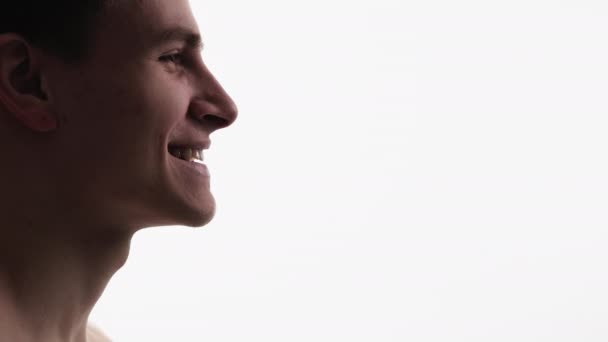 Happy Man Face Skin Treatment Facial Dermatology Profile Portrait Handsome — Stockvideo