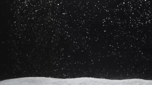 Snow Background Winter Night Blizzard Snowfall Animation Defocused White Powder — Wideo stockowe