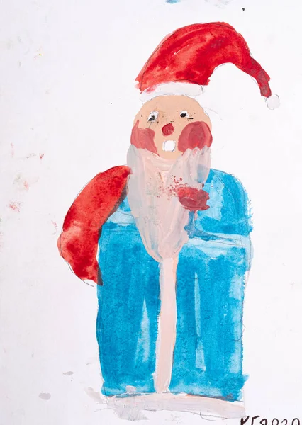 Festive Art Kids Creativity Winter Illustration Colorful Watercolor Painting Nicolaus — Zdjęcie stockowe