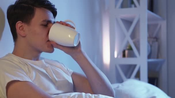 Relaxing Night Tea Healthy Drink Home Rest Peaceful Weekend Satisfied — Vídeo de stock
