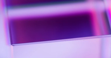 Neon light reflection. Glowing background for text. Breaking news. Defocused velvet violet purple pink color futuristic illumination geometric abstract empty space poster.