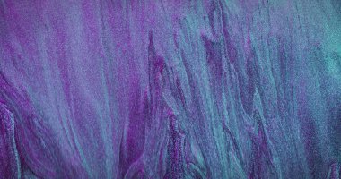 Neon glitter wave. Fluorescent abstract background. Marble pattern. Blue purple color particles grain texture holographic empty space wallpaper.