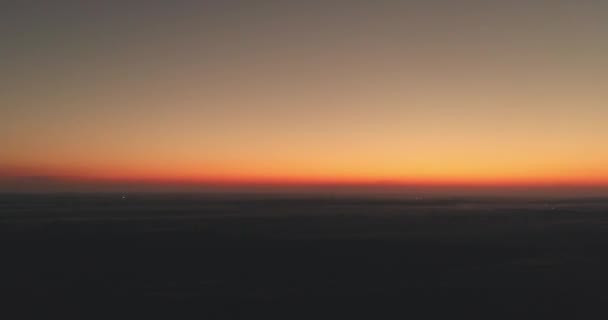 Evening Horizon Sun Sitting Field Aerial Shot Countryside Landscape — стоковое видео