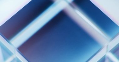 Glowing geometric background. Neon light flare. Fluorescent reflection. Defocused tranquil blue white pink color LED illuminated stage copy space wallpaper for text.