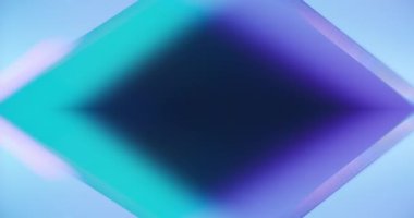 Neon light frame. Geometric abstract background. Futuristic glow. Defocused blue purple color gradient empty space for logo. Seamless loop rotation. Shot on RED Cinema camera.